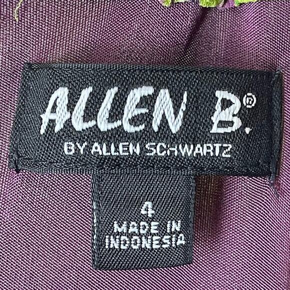 Allen B Green Purple Green Tiered Ruffle Skirt Ribbon Strap Boho Dress Size 4 - Picture 5 of 6